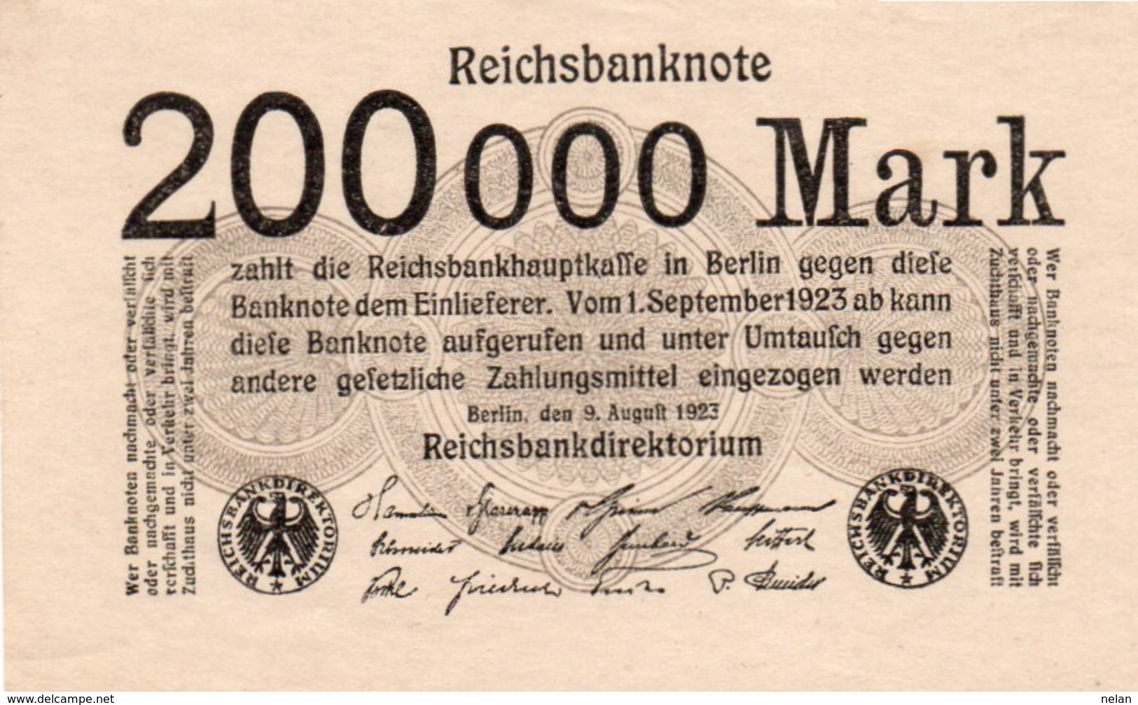 GERMANY-200000 MARK 1923  P-100  UNC  UNIFACE - Otros & Sin Clasificación