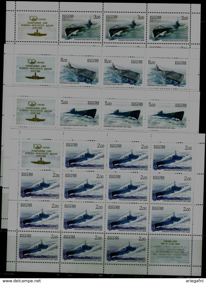 RUSSIA 2005 100 YEARS OF RUSSIAN U BOAT FLEET SET OF 4 FULL SHEET MI No 1236-9 MNH VF !! - Ganze Bögen