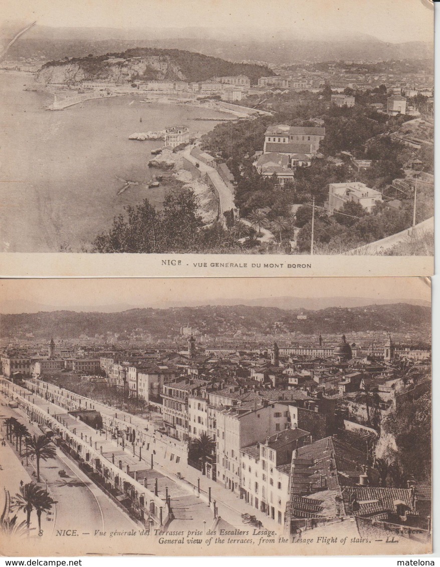 ALPES MARITIMES 2 CPA NICE VUE GENERALE PRISE DU MONT BORON ET DES TERRASSES PRISE DES ESCALIERS LESAGE - Lotes Y Colecciones