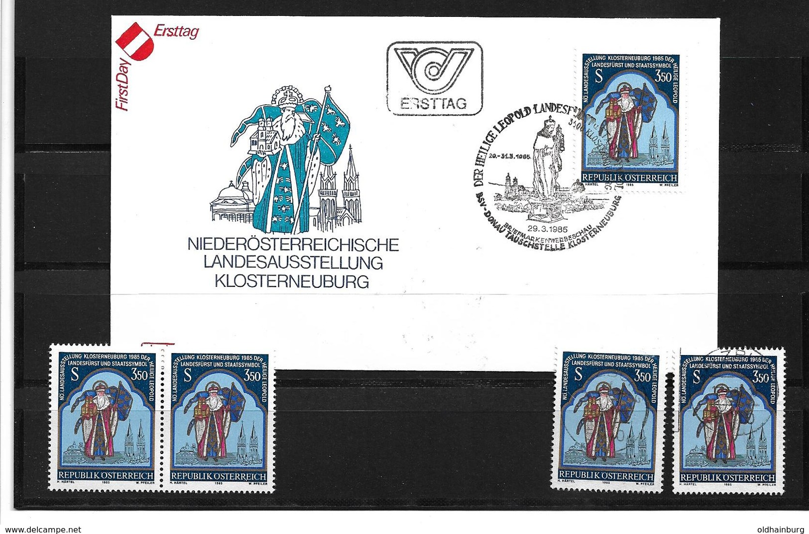 6033o: Österreich 1985, NÖ- Landesausstellung, Hl. Leopold, Beleg Und 4 Postfrische/ Gestempelte Briefmarken - Klosterneuburg