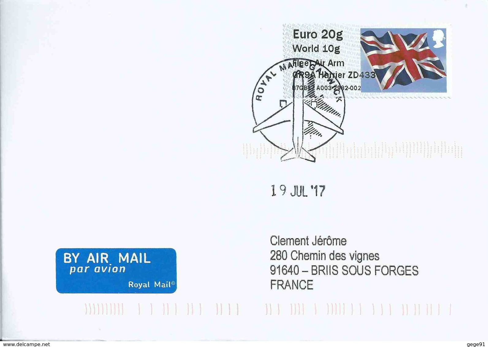 Vignette De Distributeur - ATM - IAR - Drapeau De L'Union Jack - Avion GR9A Harrier ZD433 - Post & Go (automaten)