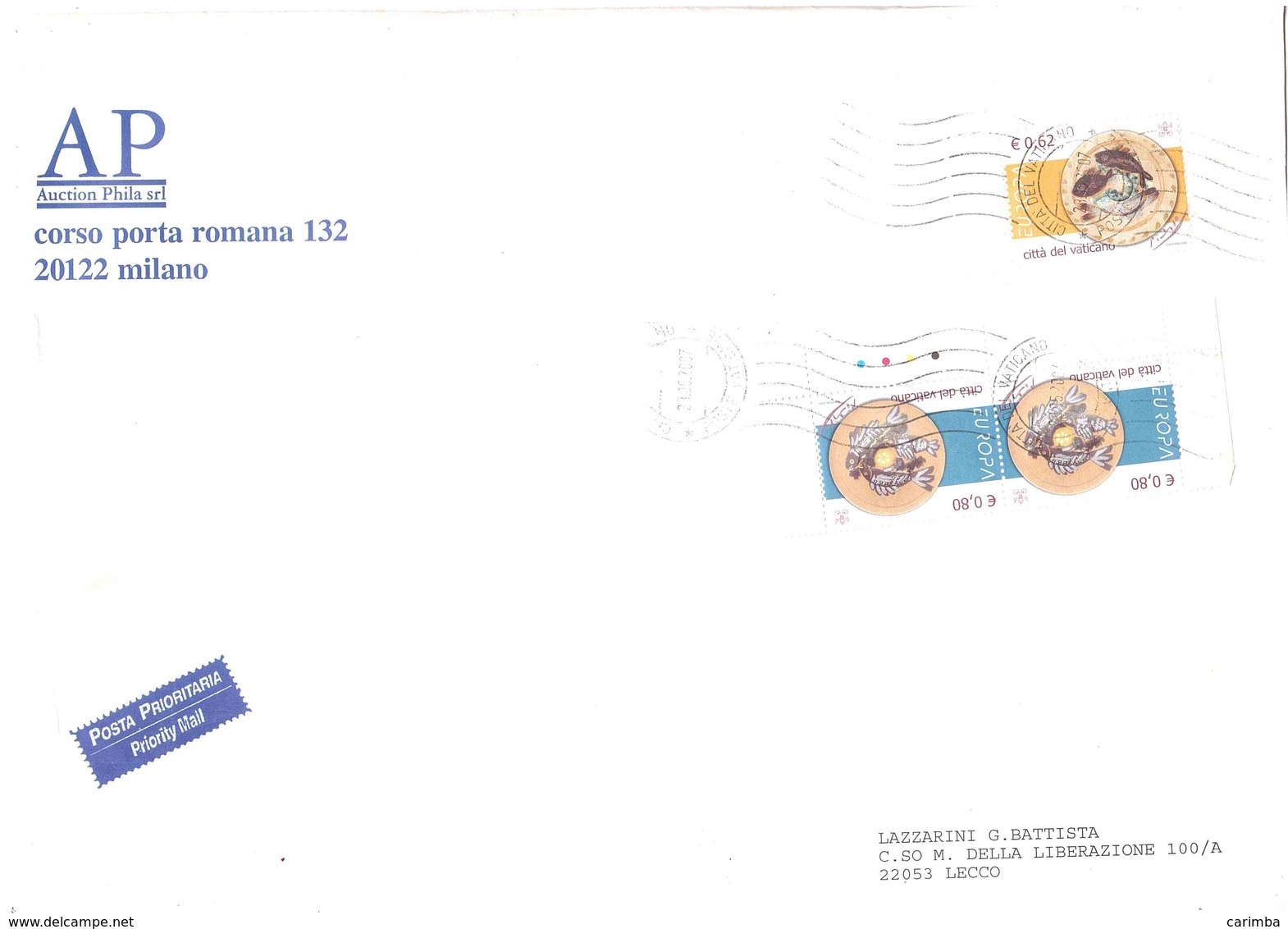 PRIORITARIA X ITALIA CON EUROPA 2005 - Cartas & Documentos