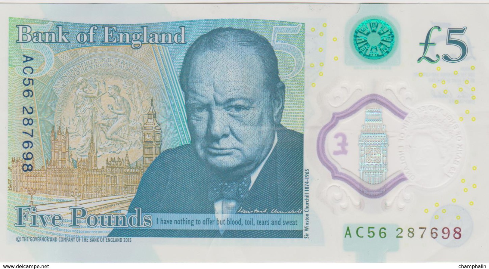 Grande-Bretagne - Billet De 5 Pounds - Elizabeth II & Winston Churchill - 2015 - Polymère - 5 Pounds