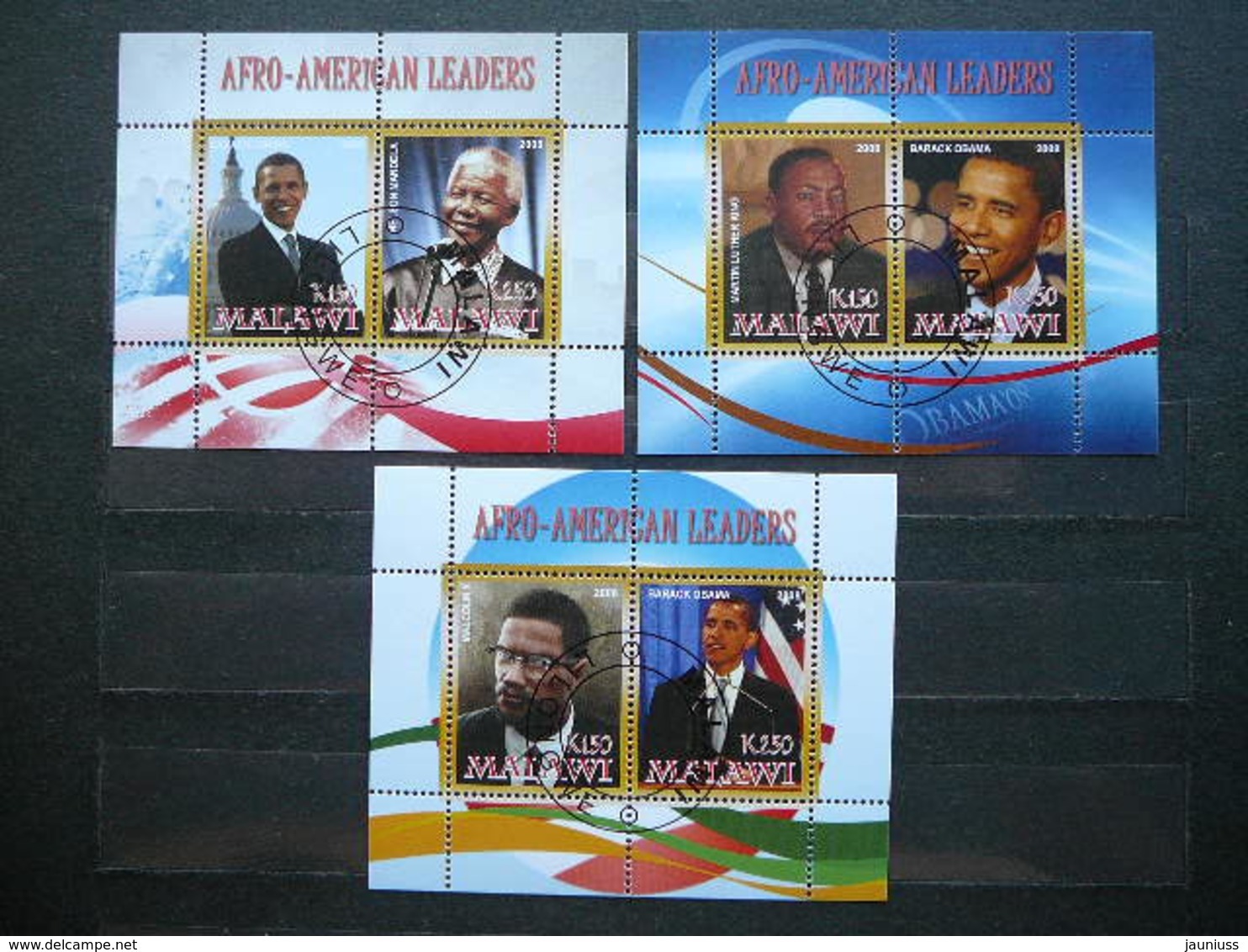 Barack Obama. N.Mandela. Martin Luther King. Malcolm X # 2008 3x S/s Used #B(1301) Famous People - Martin Luther King