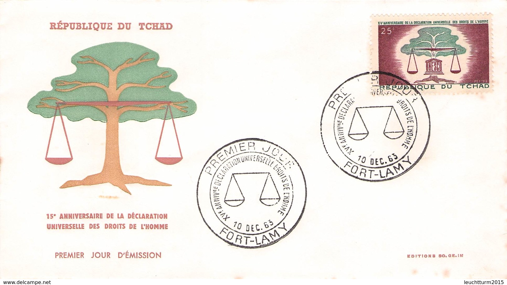 TCHAD - FDC 1963 Unesco //ak868 - Tchad (1960-...)