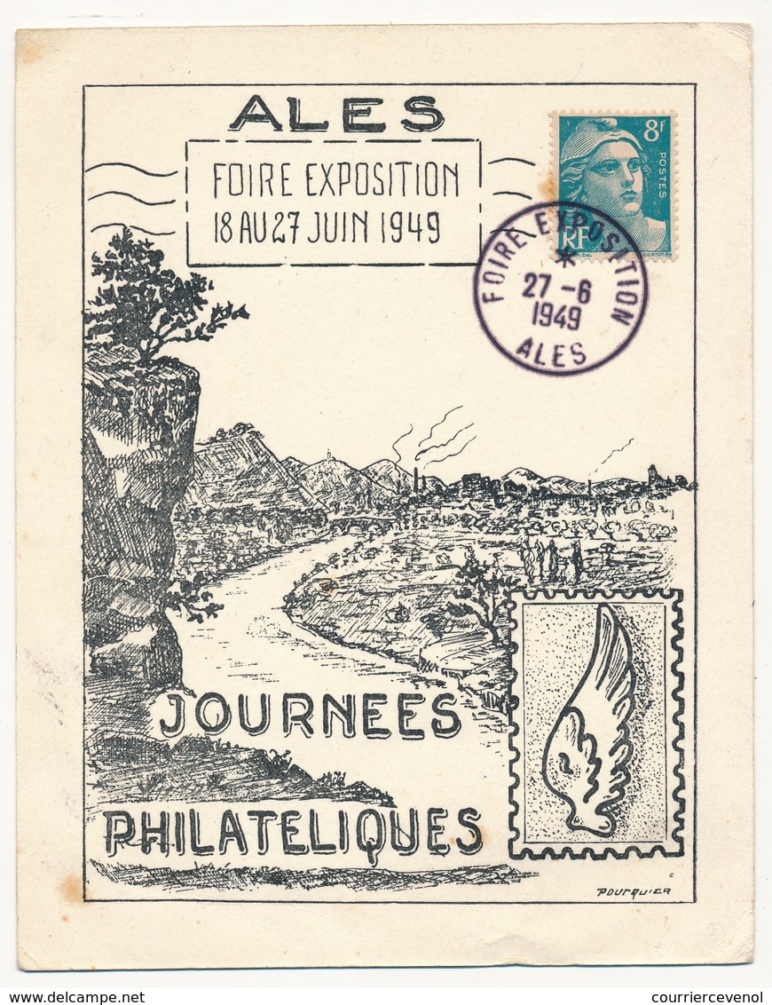 FRANCE - CP Cachet Temporaire "Foire Exposition D'Alès" 27/6/1949 S/8F Gandon - Matasellos Conmemorativos