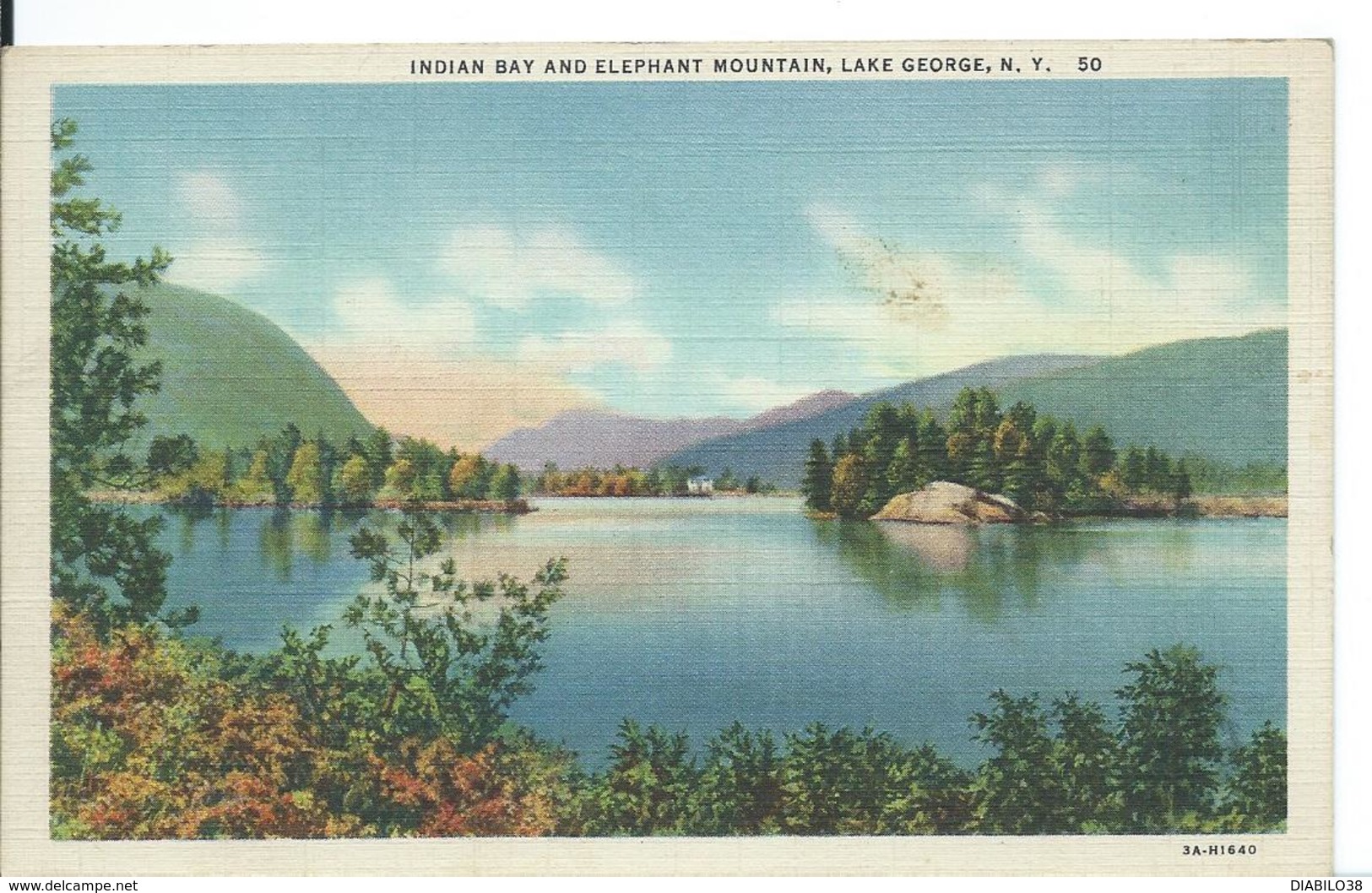 NEW-YORK   ( ETATS-UNIS )  LAKE GEORGE ,  INDIAN BAY AND  ELEPHANT MOUTAIN - Lake George