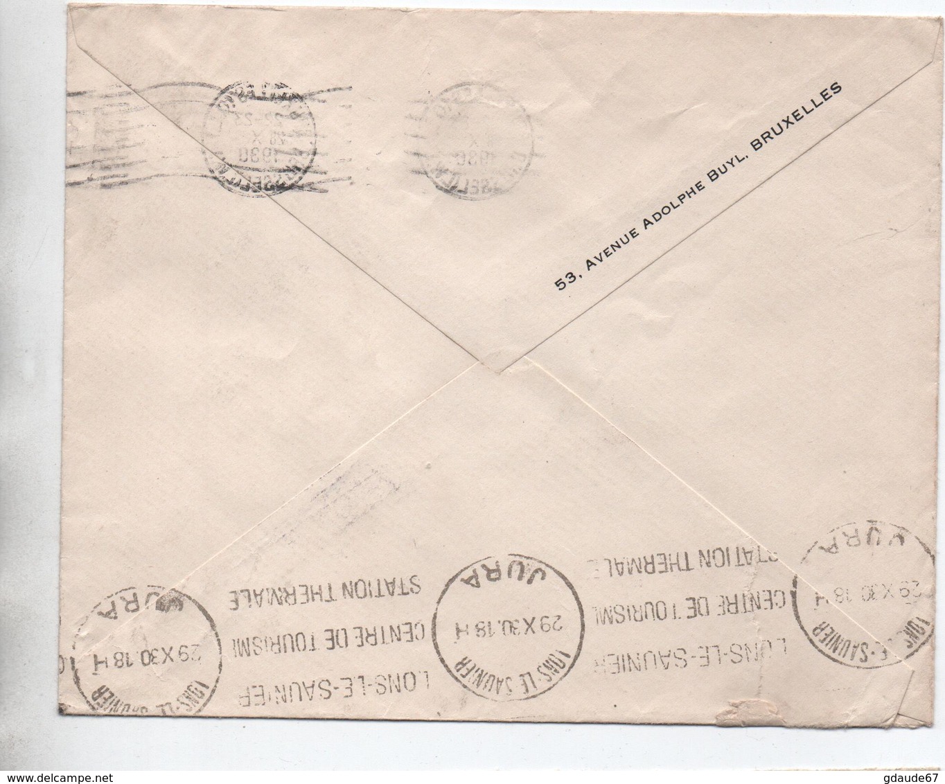 1930 - ENVELOPPE Avec SEUL De BRUXELLES Pour LONS LE SAUNIER (JURA) - Cartas & Documentos