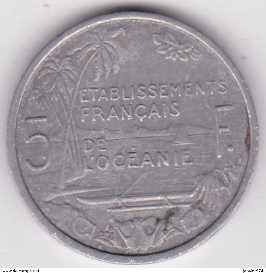 Etablissements Francaise De L’Océanie. Union Francaise . 5 Francs 1952, En Aluminium - Frans-Polynesië