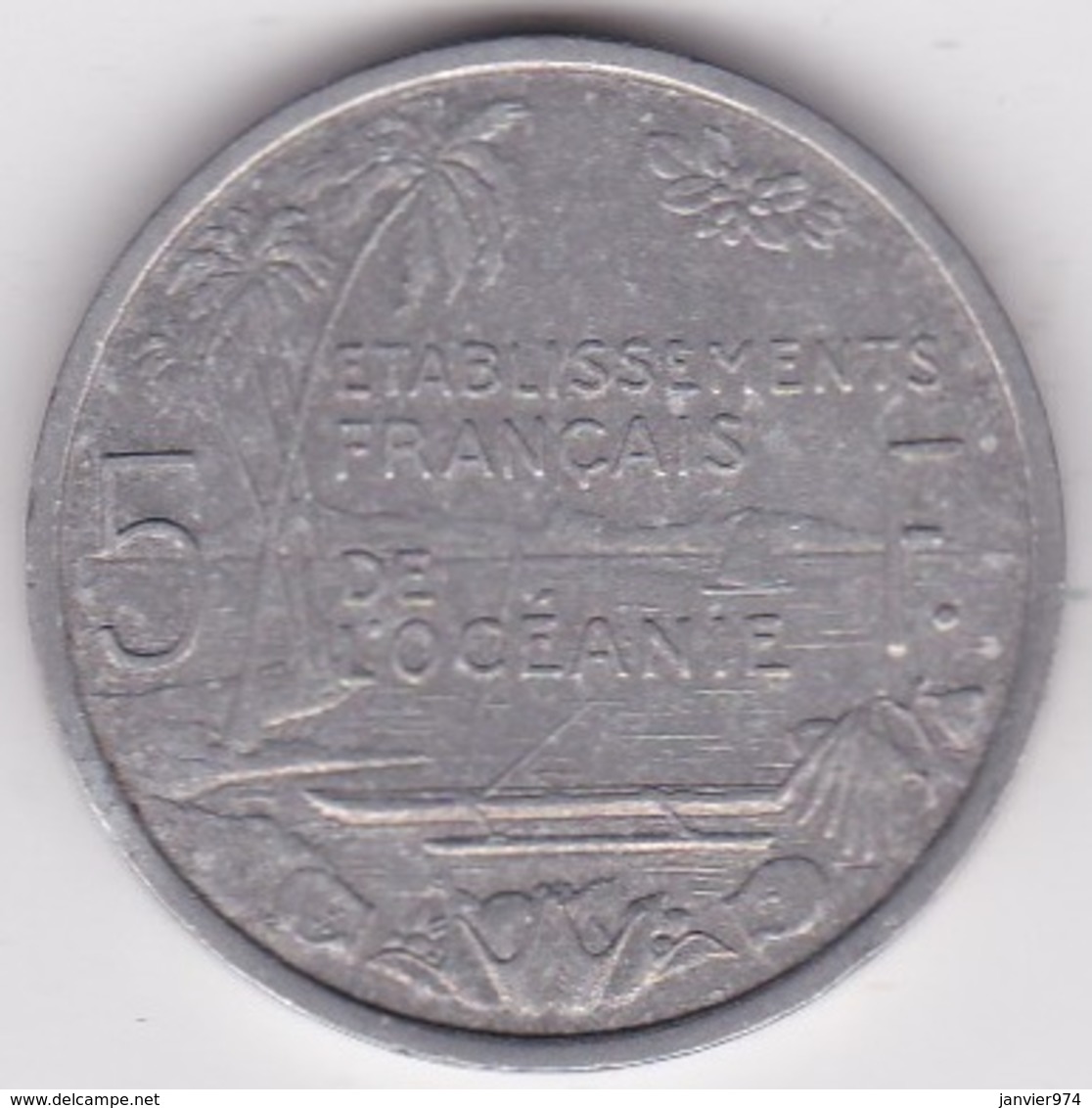 Etablissements Francaise De L’Océanie. Union Francaise . 5 Francs 1952, En Aluminium - Frans-Polynesië