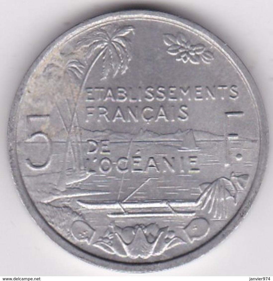 Etablissements Francaise De L’Océanie. Union Francaise . 5 Francs 1952, En Aluminium - Frans-Polynesië