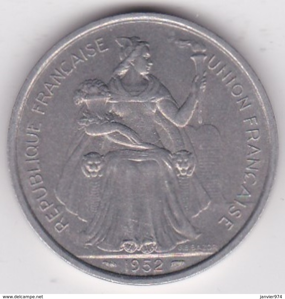 Etablissements Francaise De L’Océanie. Union Francaise . 5 Francs 1952, En Aluminium - Polinesia Francesa