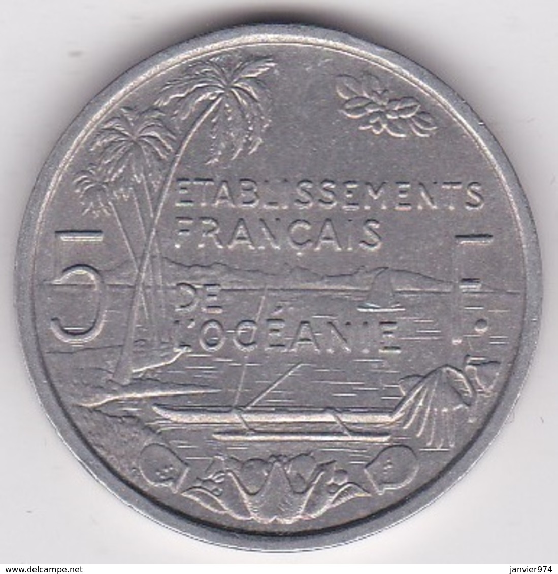 Etablissements Francaise De L’Océanie. Union Francaise . 5 Francs 1952, En Aluminium - Polinesia Francesa