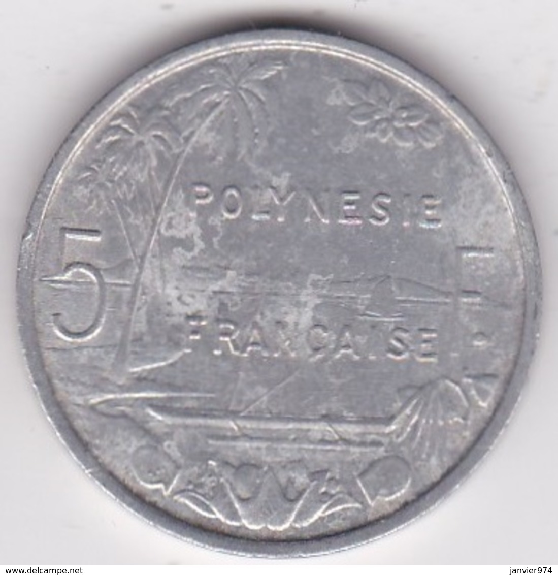 Polynésie Francaise . 5 Francs 1975, En Aluminium - Frans-Polynesië