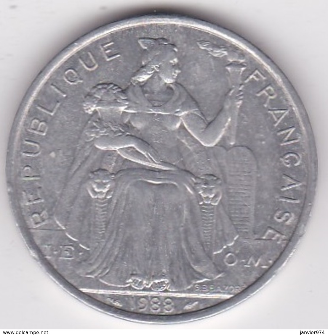 Polynésie Francaise . 5 Francs 1988, En Aluminium - Polynésie Française