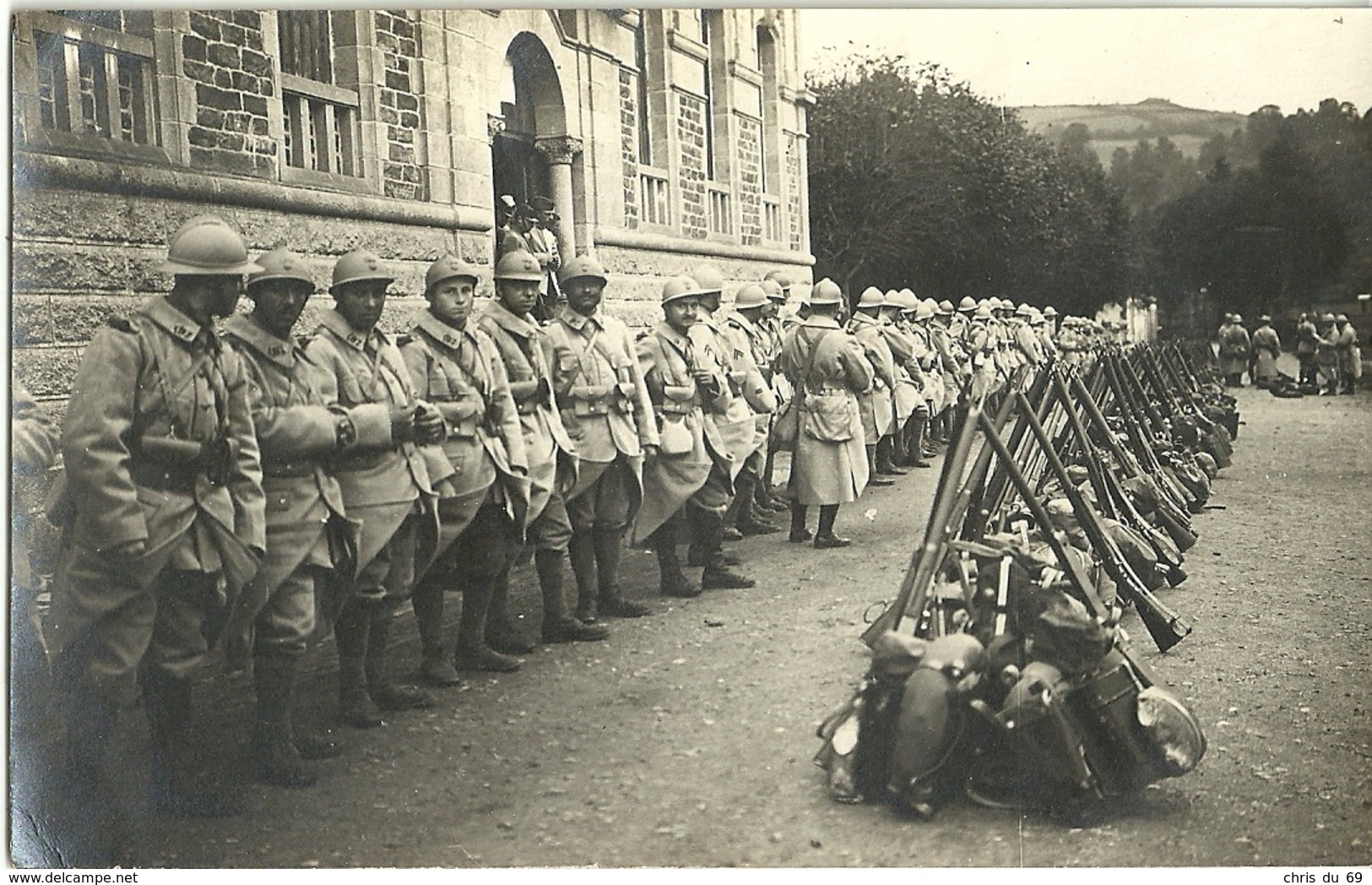 Carte Photo Militaires Poilus  87eme Regiment D Infanterie Paquetage Depart En Manoeuvre - Autres & Non Classés