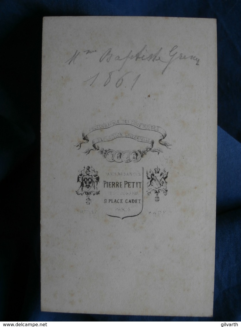 Photo CDV Pierre Petit à Paris - Second Empire Homme Assis, Notable, Canne, Baptiste Greny, Datée 1861 L498B - Anciennes (Av. 1900)