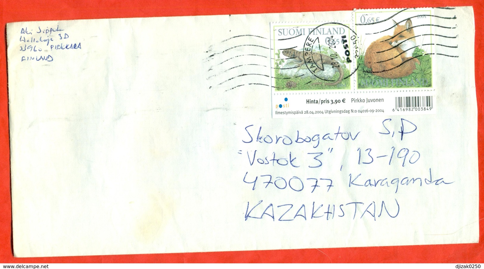 Finland 2004. Animals Of The Forest. The Envelope Passed The Mail. - Cartas & Documentos