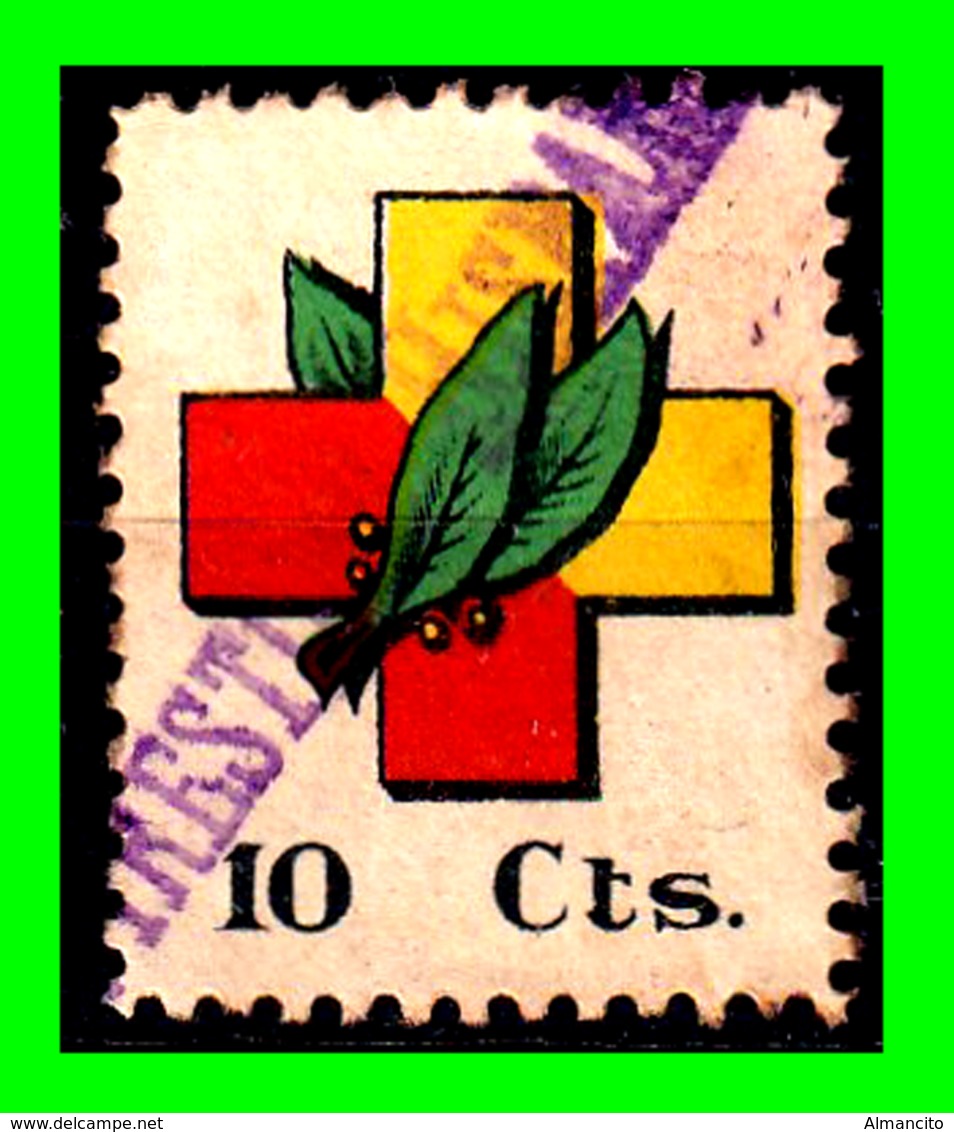 ESPAÑA  VIÑETA – CRUZ ROJA Y GUALDA DE 10 CENTIMOS - Postage-Revenue Stamps