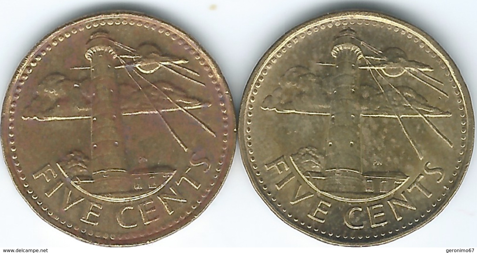 Barbados - Elizabeth II - 5 Cents - 1998 (KM11) & 2008 (KM11a) - Barbados (Barbuda)