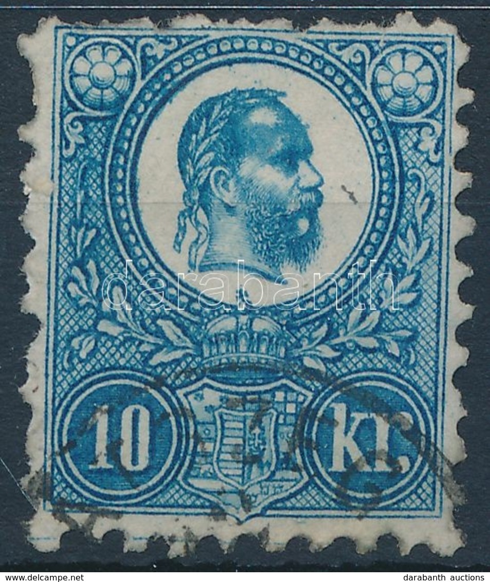 O 1871 Réznyomat 10kr, A Fej Nagy Része Kék. Nagyon Ritka Nyomási Eltérés!! (felül Rövid Fogak / Short Perfs. Above) - Sonstige & Ohne Zuordnung