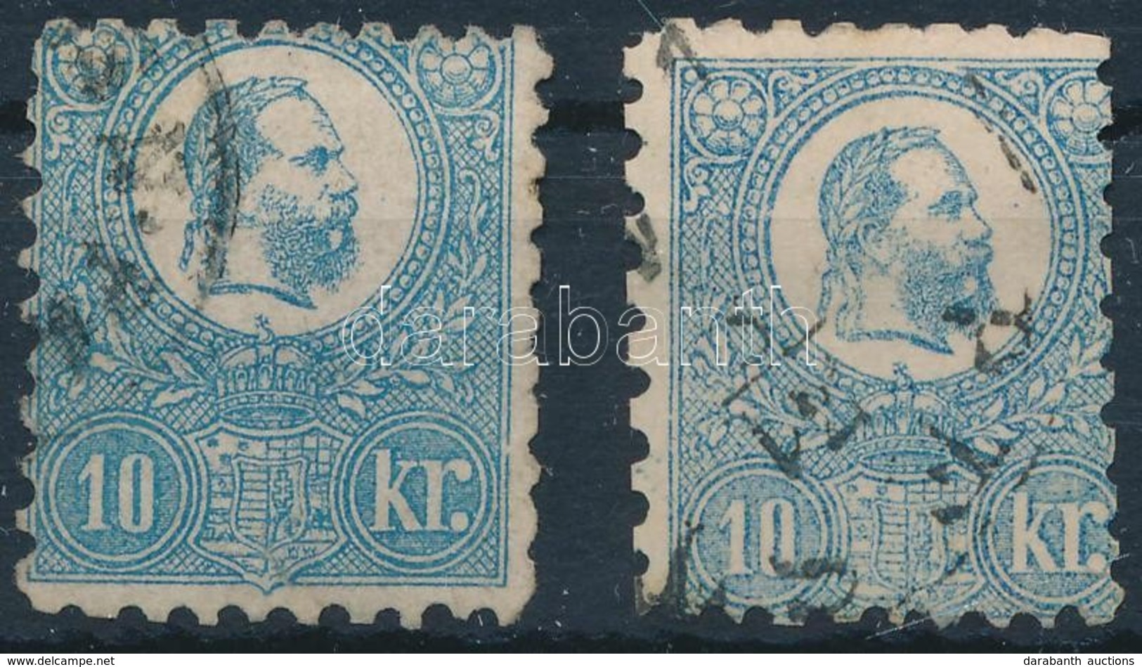 O 1871 Kőnyomat 10kr 2 Féle Színárnyalat (53.000) (javított Fogazás / Repaired Perforation) - Sonstige & Ohne Zuordnung