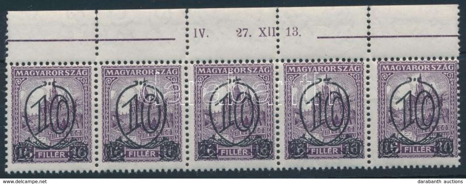 ** 1931 Kisegítő Bélyegek (I.) 10f B Fogazással ívsarki 5-ös Csíkban (15.000) (fogelválások / Aparted Perforations) - Sonstige & Ohne Zuordnung