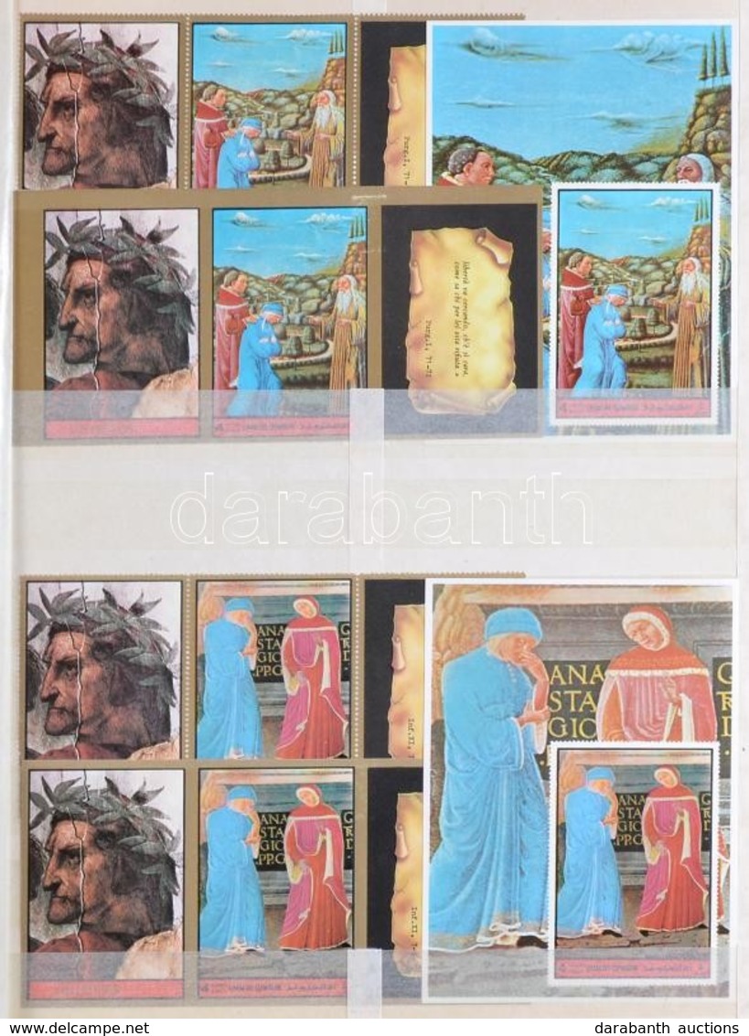 ** Umm Al Quwain 1972 Dante: Isteni Színjáték Gyűjtemény: 30-30 Különféle Fogazott és Vágott Hármascsík + 30 Klf Blokk 8 - Sonstige & Ohne Zuordnung