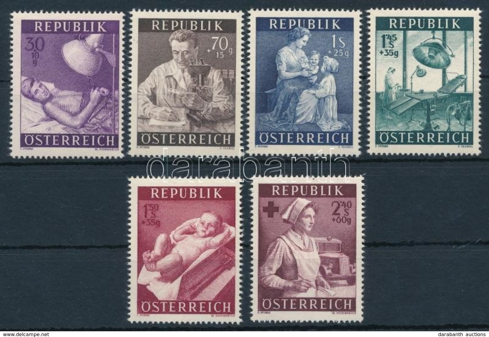 ** 1954 Egészségügyi Ellátás Sor Mi 999-1004 (Mi 1004 Ránc / Crease) (Mi EUR 17,-) - Sonstige & Ohne Zuordnung