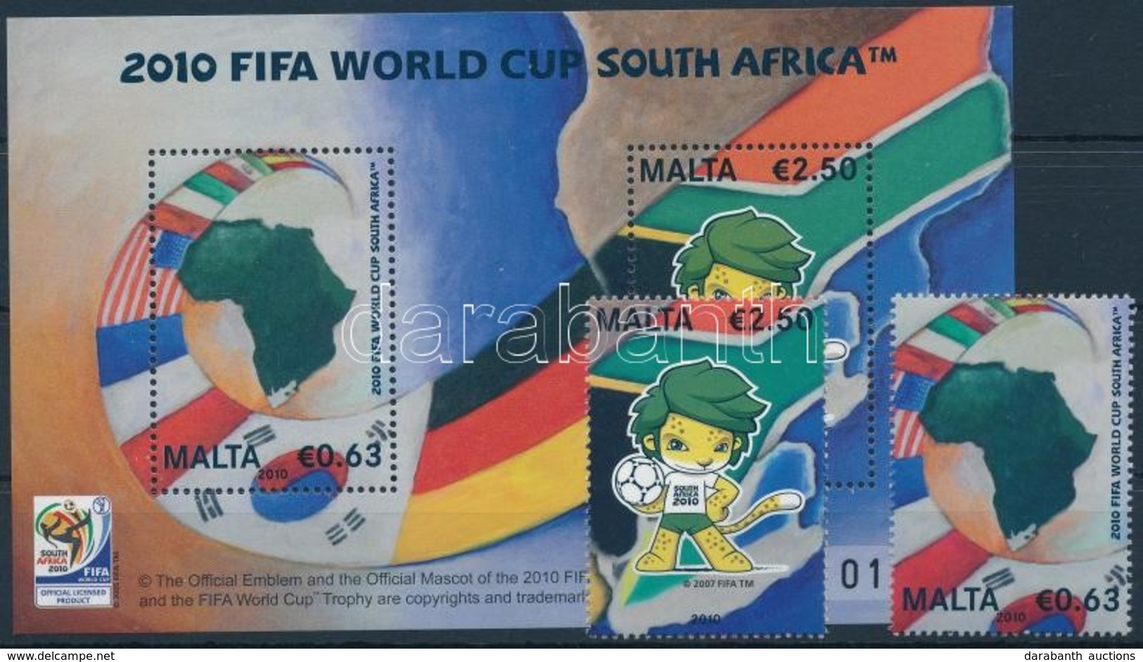 ** 2010 Futball Világbajnokság, Dél-Afrika Sor + Blokk, Football World Cup, South Africa Set + Block Mi 1644-1645 + Mi 4 - Sonstige & Ohne Zuordnung