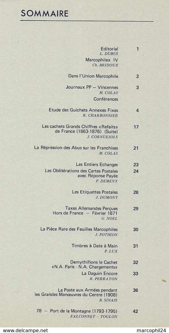 FEUILLES MARCOPHILES - N° 207 1976 = Guichets Annexes Fixes + Cachets GRANDS CHIFFRES + Réponse Payée + DAGUIN - French