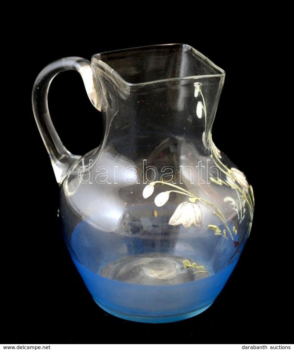 Jelzés Nélkül: Kézzel Festett,. Szakított üveg Kancsó, Apró Lepattanással M: 12 Cm - Glas & Kristall
