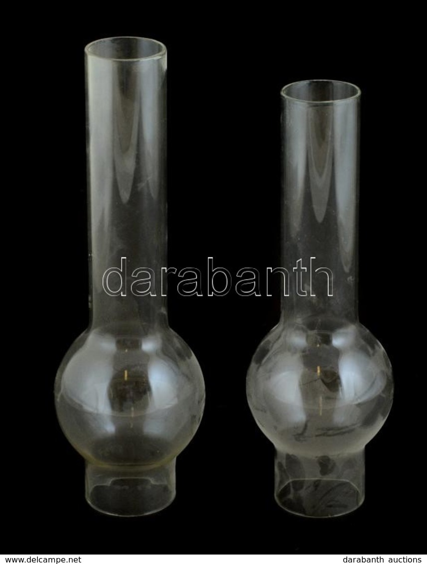 2 Db Petróleum Lámpa üvegbúra :29,5 Cm, 32,5 Cm - Glas & Kristall