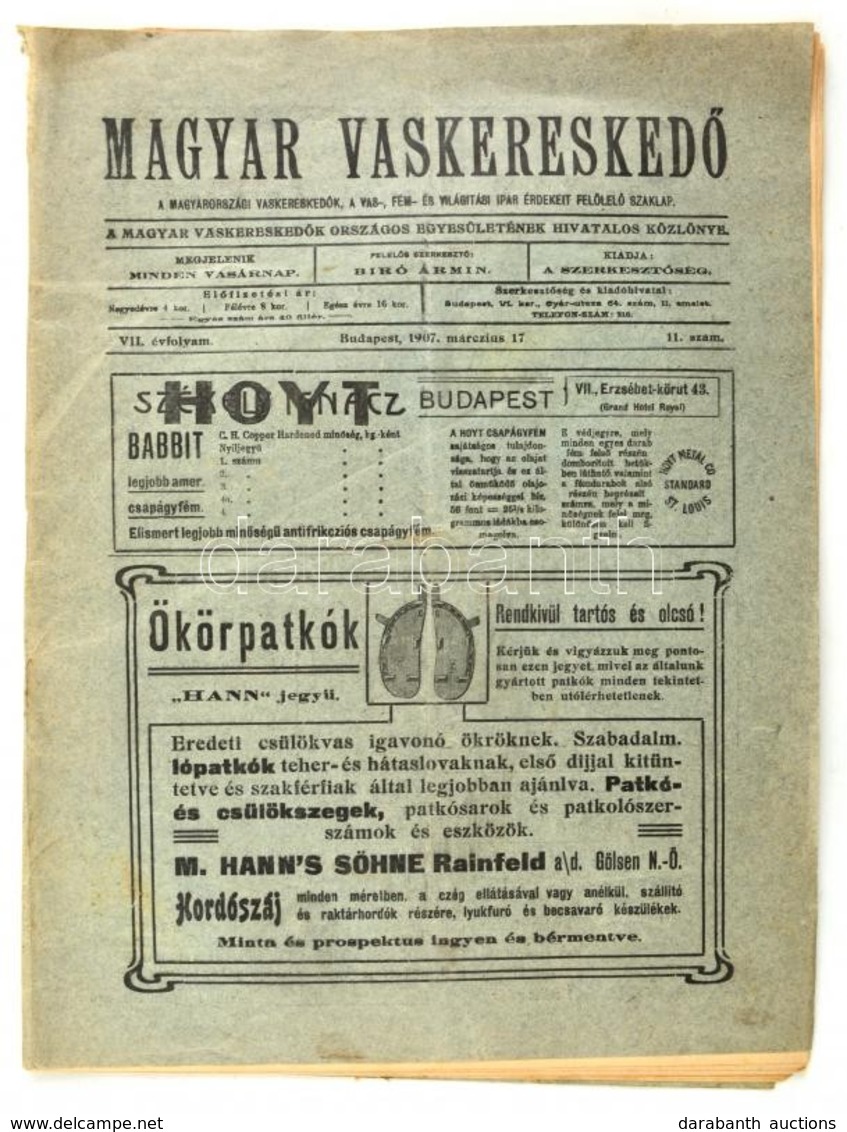 1907 A Magyar Vaskereskedő C. Szaklap VII. évf. 11. Száma. - Ohne Zuordnung