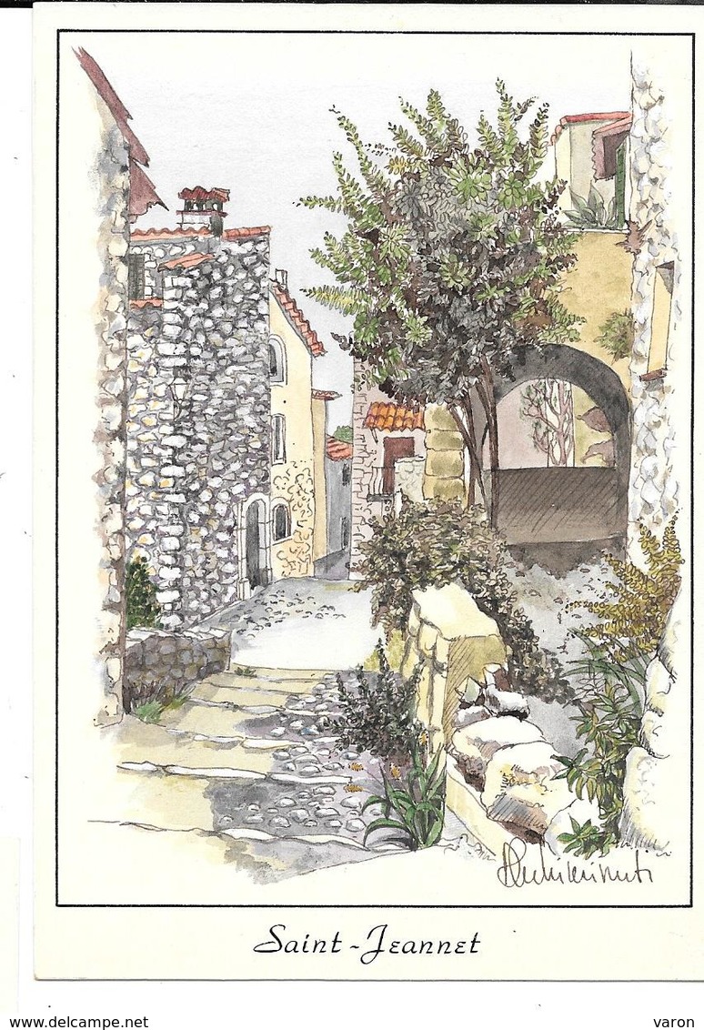 Dessin ORIGINAL AQUARELLE/GOUACHE Par D.OCCHIMINUTI -Projet Carte Postale COMBIER Macon - SAINT-JEANNET     (Alpes-Mmes) - Dessins