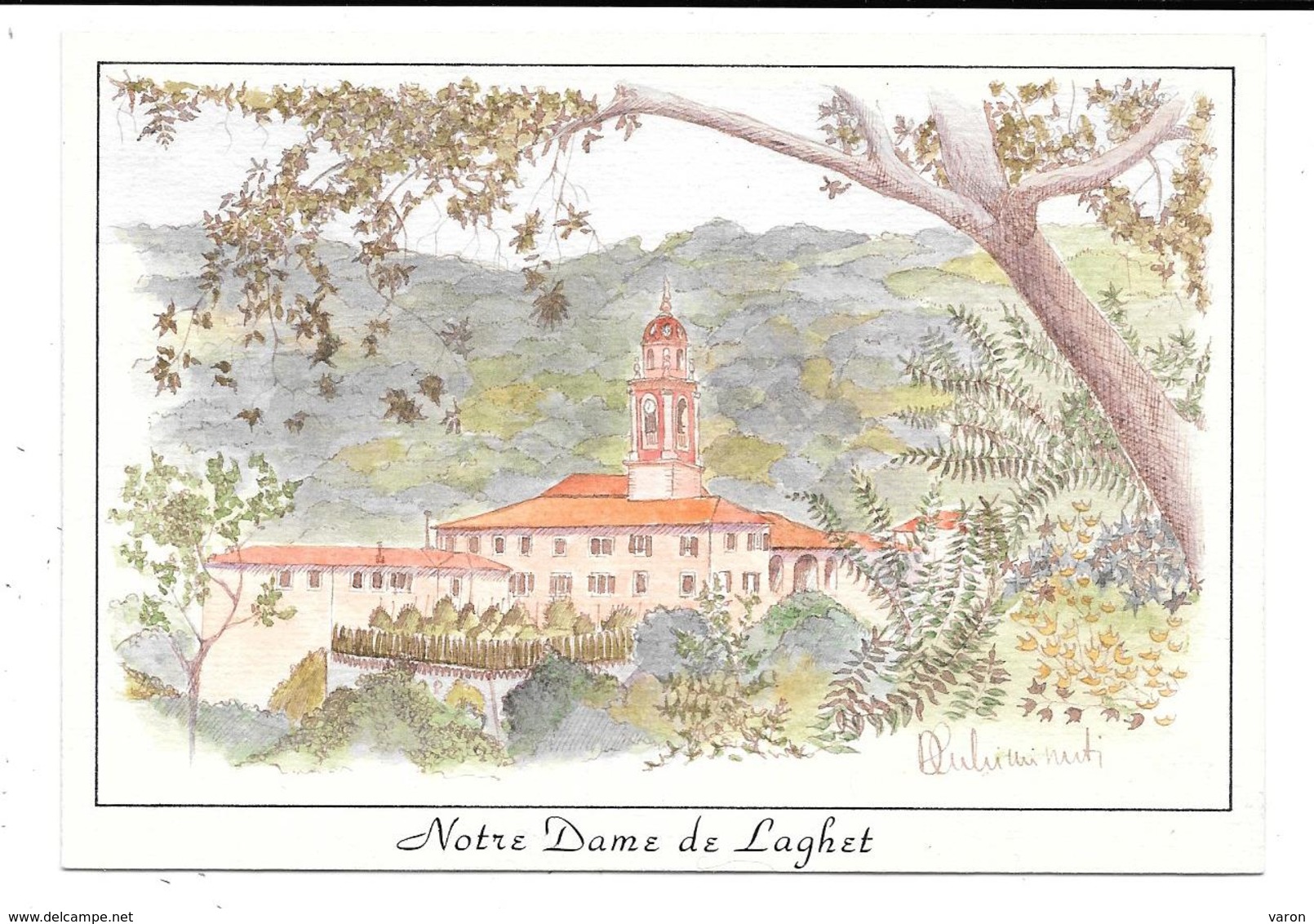 Dessin ORIGINAL AQUARELLE/GOUACHE Par D.OCCHIMINUTI -Projet Carte Postale COMBIER Macon - N-D.de LAGHET     (Alpes-Mmes) - Dessins