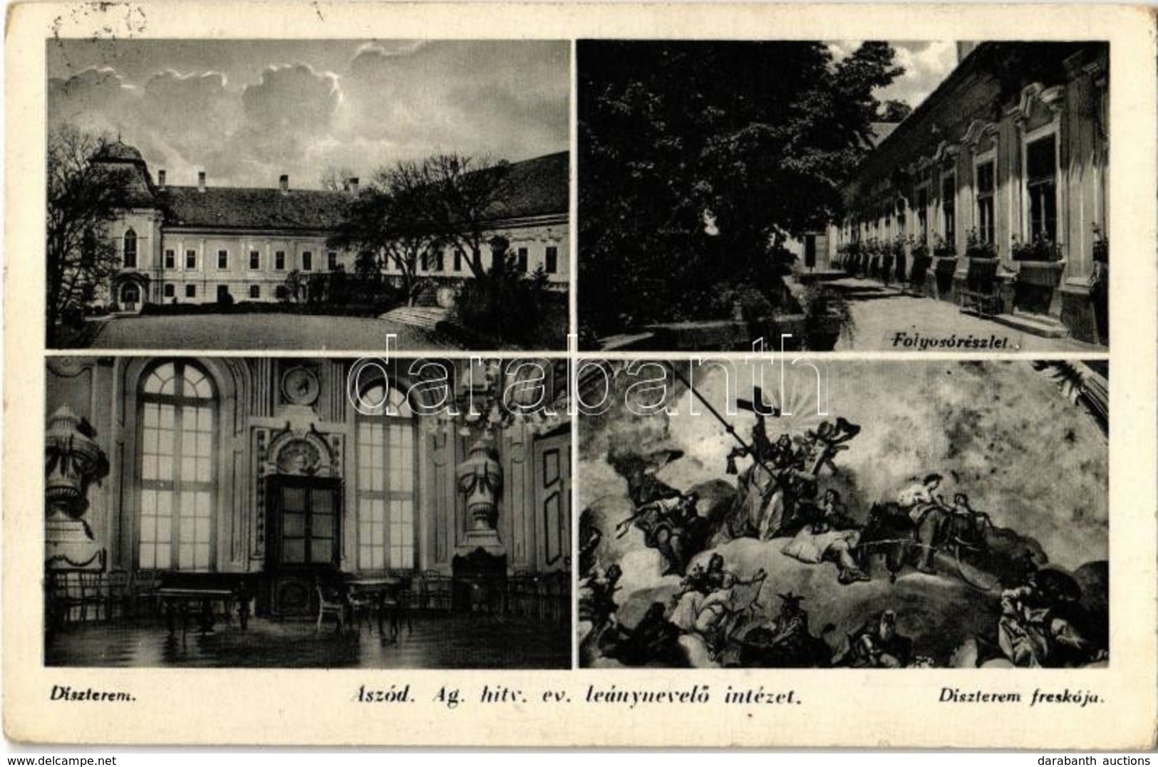 * T2/T3 1941 Aszód, Ágostai Hitvallású Evangélikus Leánynevelő Intézet, Belső, Folyosó, Díszterem és Freskója. Töpfer Bé - Ohne Zuordnung