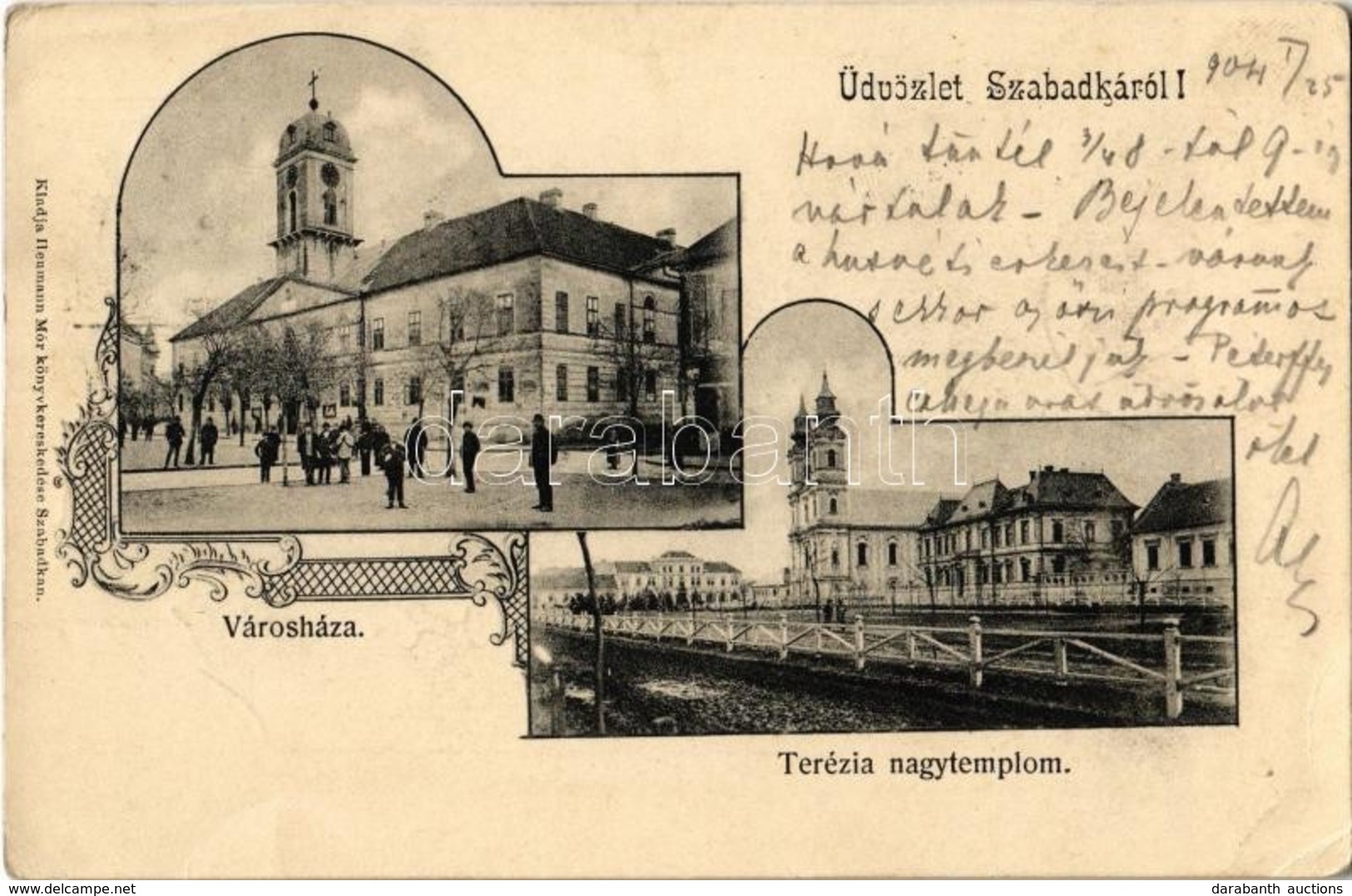 T2/T3 1904 Szabadka, Subotica; Városháza, Terézia Nagytemplom. Heumann Mór Kiadása. Hátoldalon, Kallós Bertalan államtit - Ohne Zuordnung