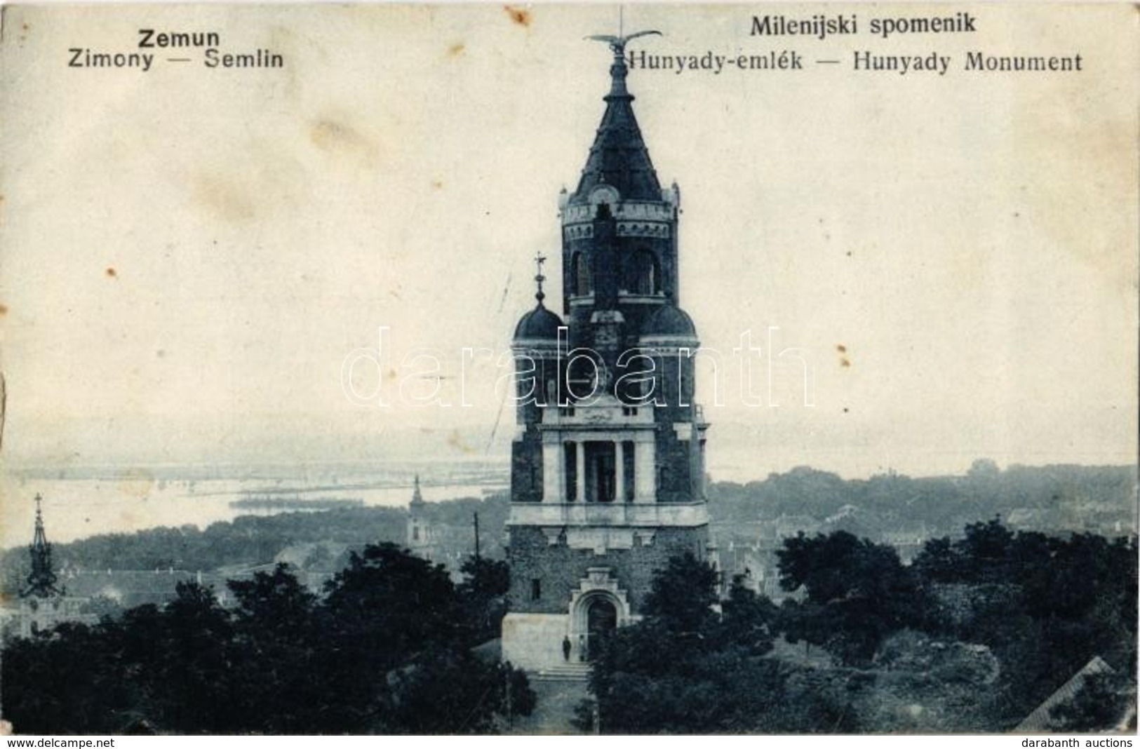 T2/T3 1915 Zimony, Semlin, Zemun; Hunyadi Emlékmű / Milenijski Spomenik / Millennium Monument (fl) - Ohne Zuordnung