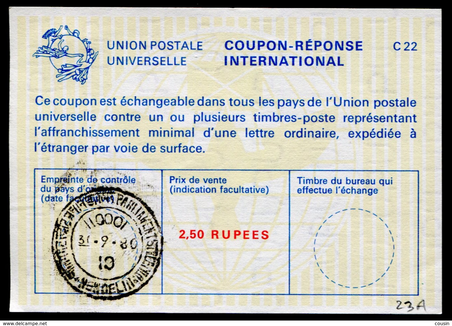 INDE  International Reply Coupon / Coupon Réponse International - Ohne Zuordnung