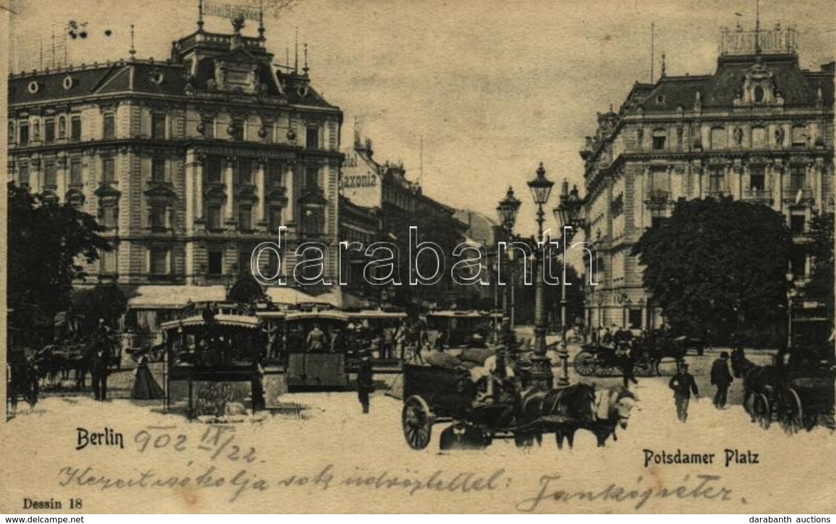 T2/T3 1902 Berlin, Potsdamer Platz / Square, Horse-drawn Tram, Hotel (EK) - Ohne Zuordnung