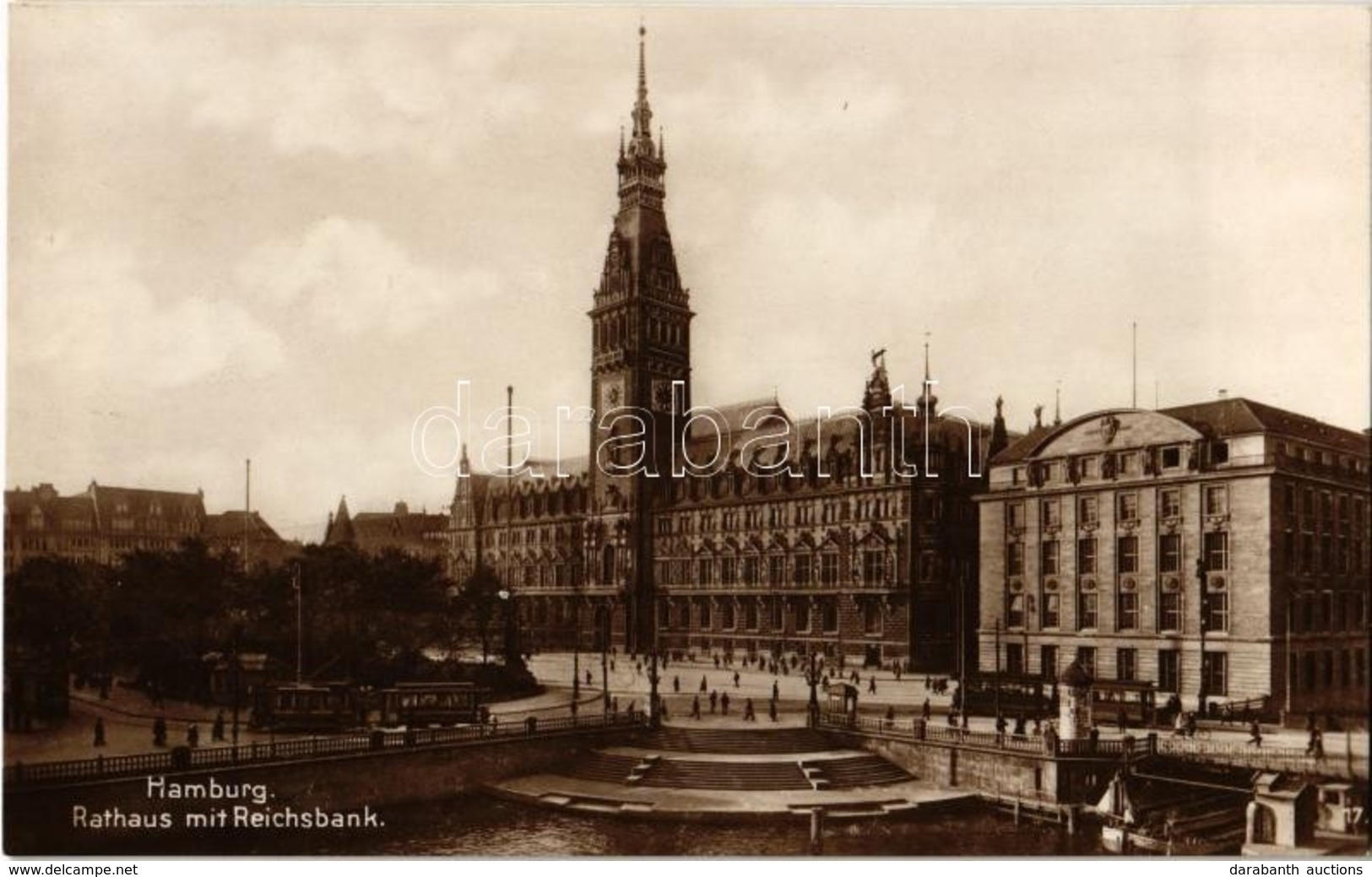 ** T1 Hamburg, Rathaus Mit Reichsbank / Town Hall, Bank, Trams - Ohne Zuordnung
