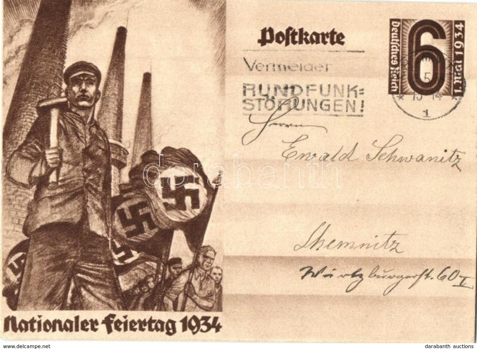 T2/T3 1934 Nationaler Feiertag / NSDAP German Nazi Party Working Class Propaganda, Swastika + 6 Ga. - Ohne Zuordnung