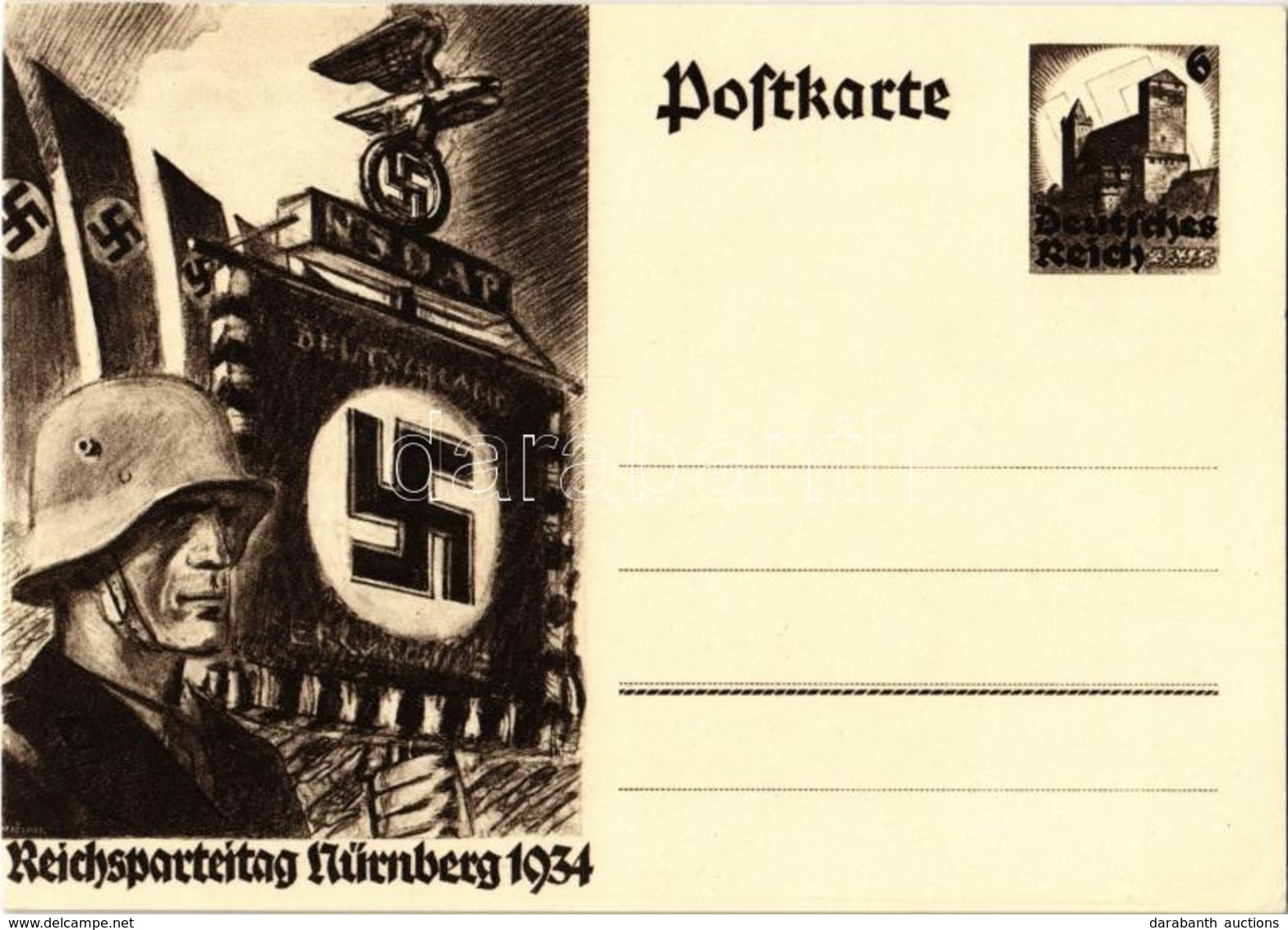 ** T1/T2 1934 Reichsparteitag Nürnberg / Nuremberg Rally. NSDAP German Nazi Party Propaganda, Swastika; 6 Ga. - Ohne Zuordnung