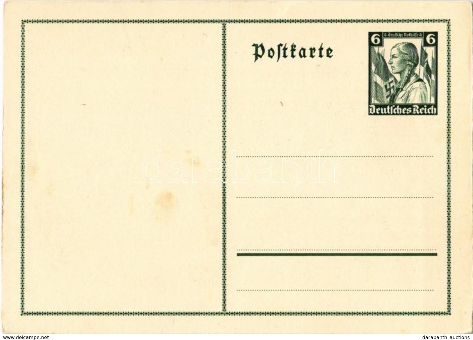 ** T2/T3 NSDAP German Nazi Party Propaganda Postcard, Swastika. 6+4 Ga. (fl) - Ohne Zuordnung