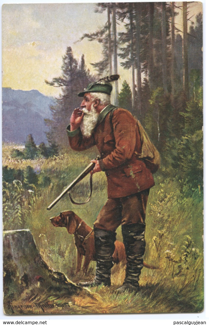 CPA MULLER CHASSEUR SON CHIEN - CHASSE - Müller, August - München