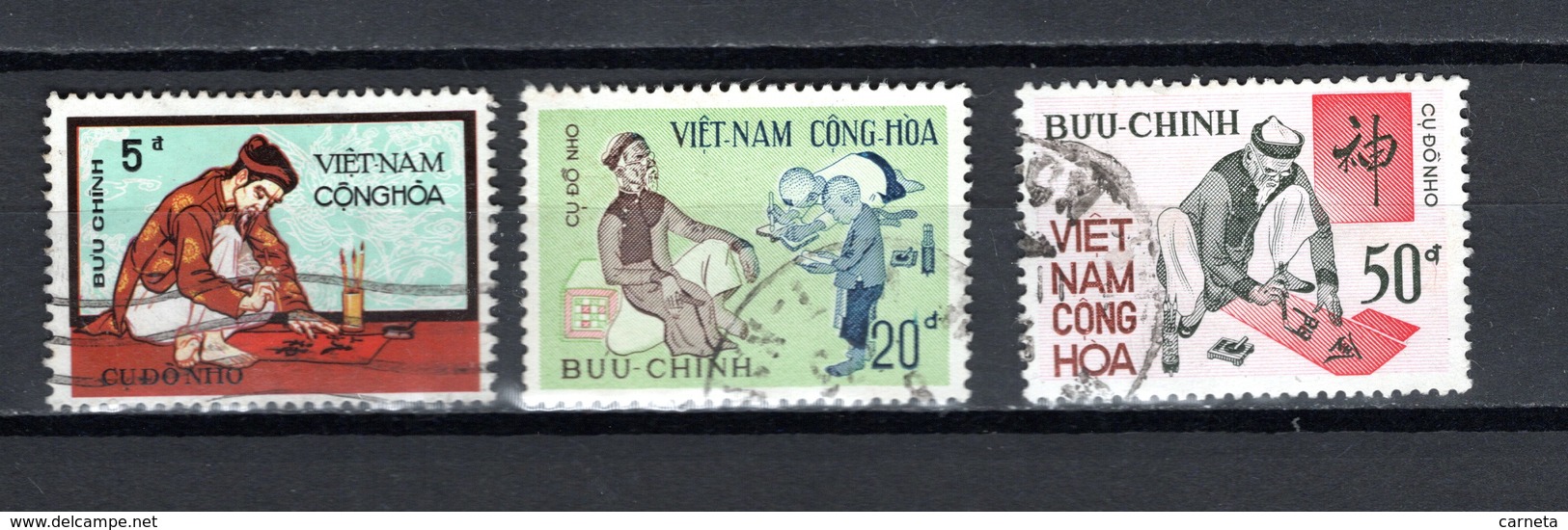 VIETNAM DU SUD    N°  422 à 424    OBLITERES  COTE 1.20€    VIEUX LETTRES - Vietnam