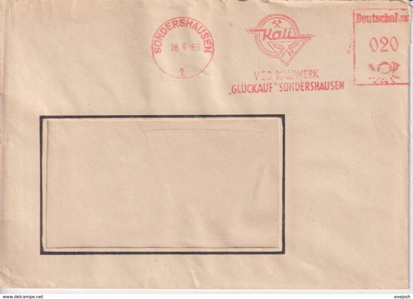 DDR, Brief Absendefreistempel Kaliwerk Glückauf Sondershausen, Bergbau, 1965 - Macchine Per Obliterare (EMA)