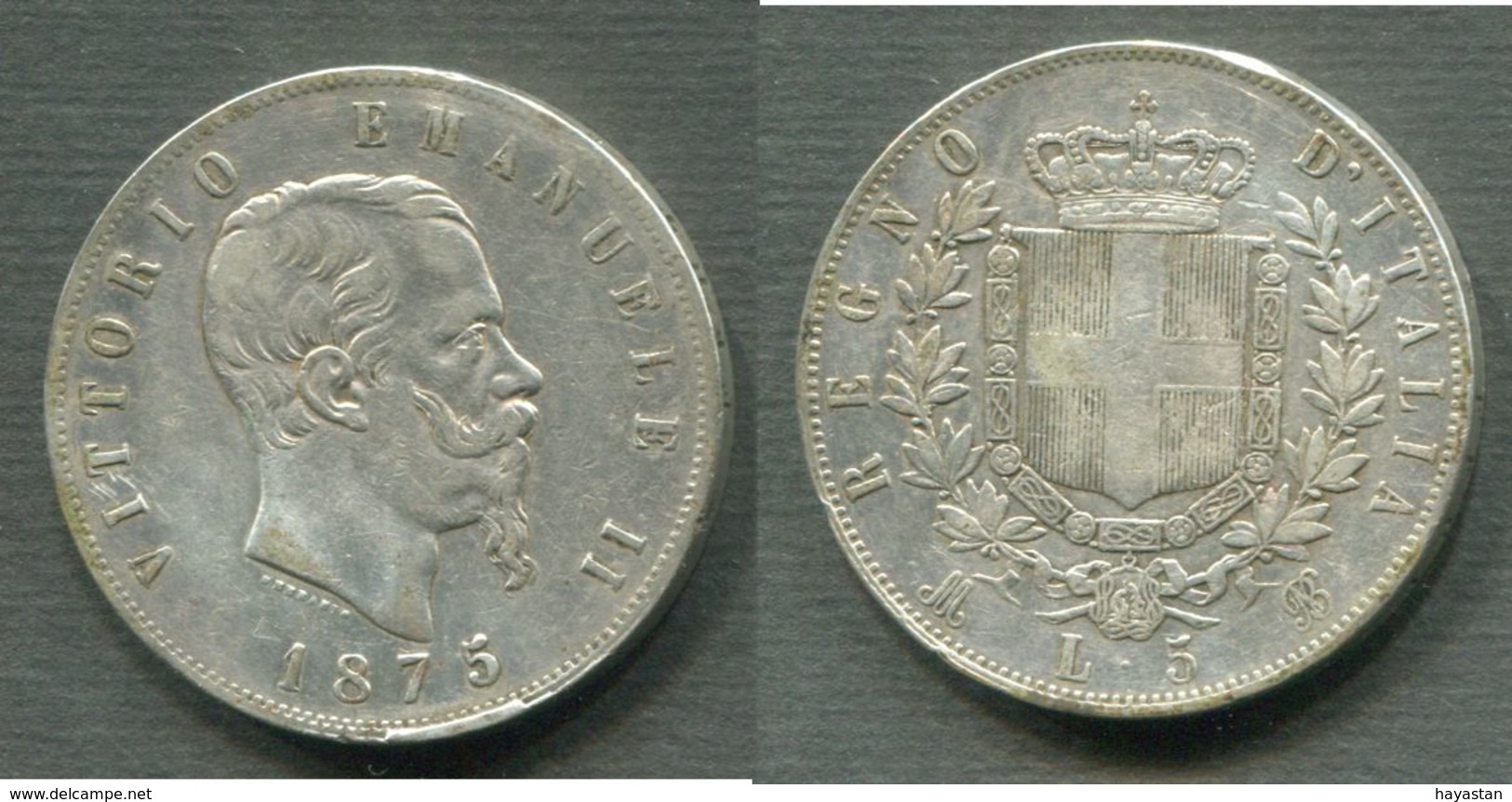 ITALIE - 5 LIRE 1875 M - 1861-1878 : Victor Emmanuel II