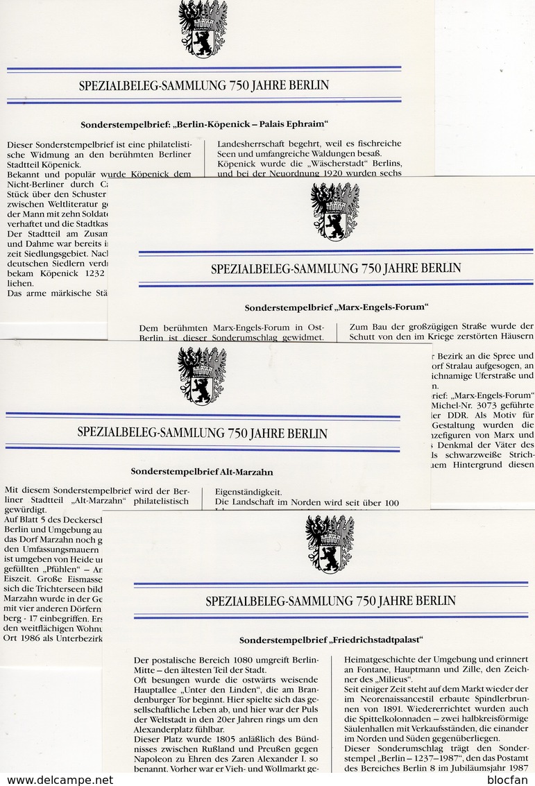 750 Jahre Berlin 1987 DDR 3071/4 4x FDC 8€ Sonder-Briefe Architektur Hauptstadt Covers Set Architectur City Germany - Otros & Sin Clasificación